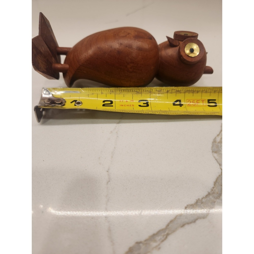 Vintage Laurids Lonborg Wooden Owl Figurine MCM Carved Teak Danish Eames Era 5" - Picture 10 of 11